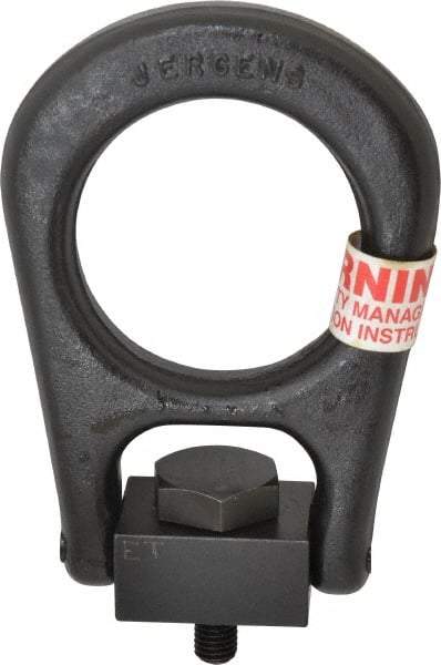 Jergens - 2,500 Lb Load Capacity Forged Center Pull Hoist Ring - 37 Ft/Lb Torque, M12 x 1.75 Thread, Alloy Steel - Benchmark Tooling