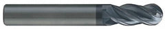 SGS - 0.7874" Diam, 1-1/2" LOC, 4 Flute Solid Carbide Ball End Mill - AlTiN Finish, Single End, 104mm OAL, 20mm Shank Diam, Spiral Flute - Benchmark Tooling