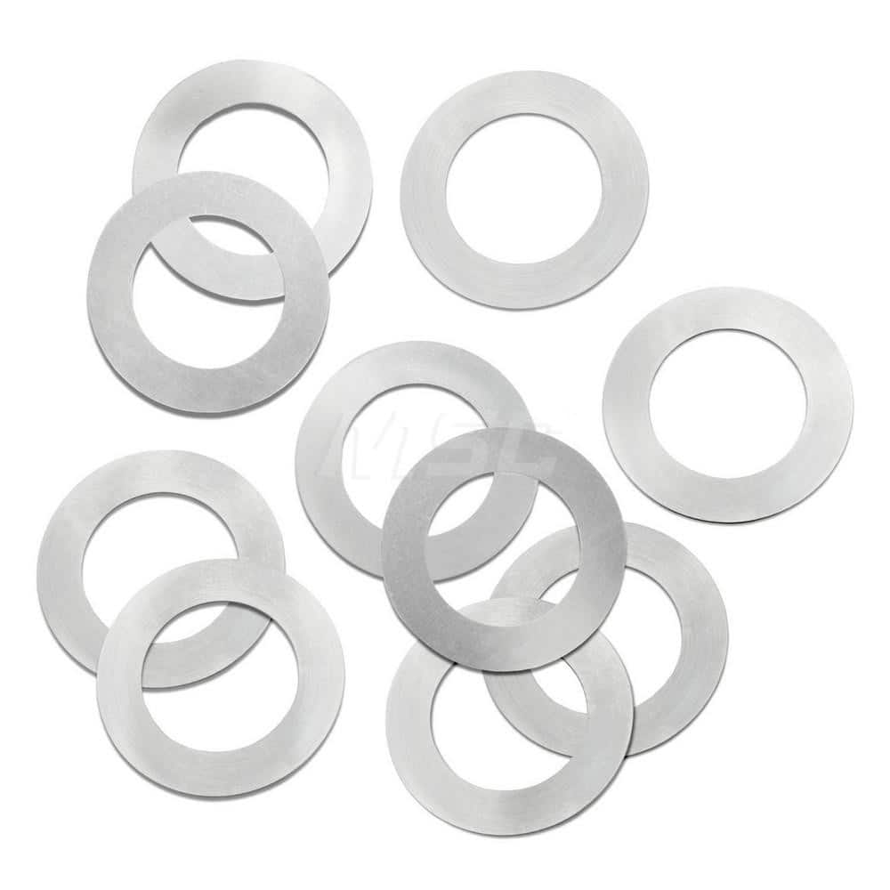 Round Shims; Shim Type: Arbor Shim; Thickness: .031; Inside Diameter: .25″; Outside Diameter: .375″; Material: Steel