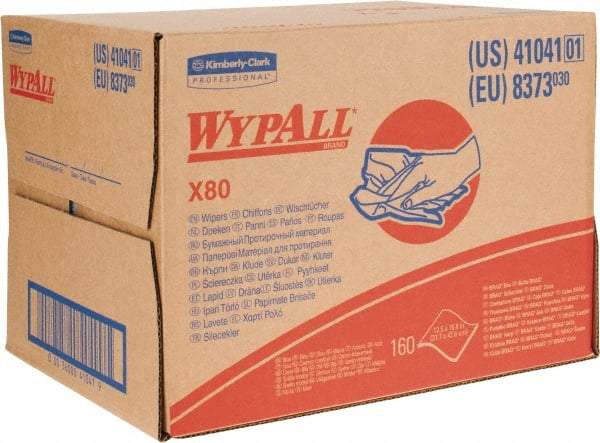 WypAll - X80 Dry Shop Towel/Industrial Wipes - Brag Box/Double Top Box, 16-3/4" x 12-1/2" Sheet Size, Blue - Benchmark Tooling