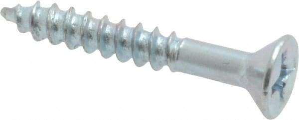 Value Collection - #6, 1" OAL, Phillips Drive, Flat Head Wood Screw - Zinc Plated Steel, Grade 2 - Benchmark Tooling