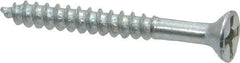 Value Collection - #6, 1-1/4" OAL, Phillips Drive, Flat Head Wood Screw - Zinc Plated Steel, Grade 2 - Benchmark Tooling