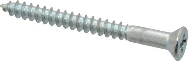 Value Collection - #6, 1-1/2" OAL, Phillips Drive, Flat Head Wood Screw - Zinc Plated Steel, Grade 2 - Benchmark Tooling