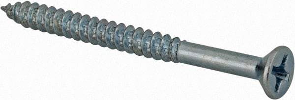 Value Collection - #6, 1-3/4" OAL, Phillips Drive, Flat Head Wood Screw - Zinc Plated Steel, Grade 2 - Benchmark Tooling