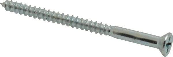 Value Collection - #6, 2" OAL, Phillips Drive, Flat Head Wood Screw - Zinc Plated Steel, Grade 2 - Benchmark Tooling