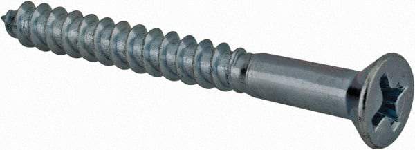Value Collection - #7, 1-1/2" OAL, Phillips Drive, Flat Head Wood Screw - Zinc Plated Steel, Grade 2 - Benchmark Tooling