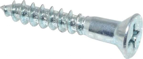 Value Collection - #8, 1" OAL, Phillips Drive, Flat Head Wood Screw - Zinc Plated Steel, Grade 2 - Benchmark Tooling