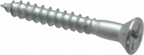 Value Collection - #8, 1-1/4" OAL, Phillips Drive, Flat Head Wood Screw - Zinc Plated Steel, Grade 2 - Benchmark Tooling