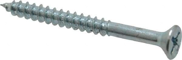 Value Collection - #8, 1-3/4" OAL, Phillips Drive, Flat Head Wood Screw - Zinc Plated Steel, Grade 2 - Benchmark Tooling