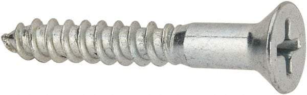 Value Collection - #9, 1-1/4" OAL, Phillips Drive, Flat Head Wood Screw - ASME B18.6.1, Zinc Plated Steel, Grade 2 - Benchmark Tooling