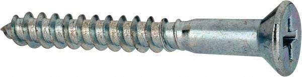 Value Collection - #9, 1-1/2" OAL, Phillips Drive, Flat Head Wood Screw - ASME B18.6.1, Zinc Plated Steel, Grade 2 - Benchmark Tooling