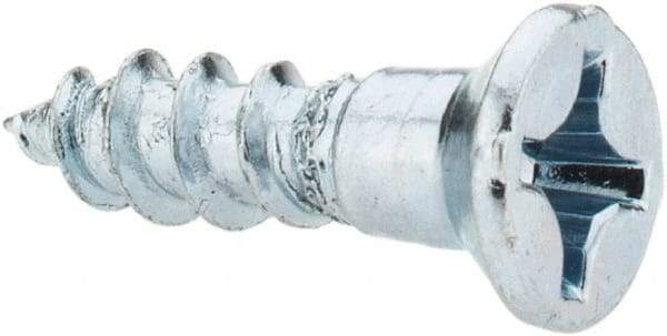 Value Collection - #10, 3/4" OAL, Phillips Drive, Flat Head Wood Screw - ASME B18.6.1, Zinc Plated Steel, Grade 2 - Benchmark Tooling