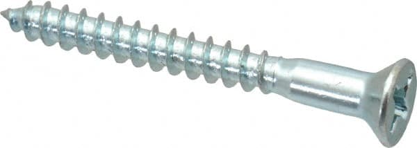 Value Collection - #10, 1-3/4" OAL, Phillips Drive, Flat Head Wood Screw - ASME B18.6.1, Zinc Plated Steel, Grade 2 - Benchmark Tooling
