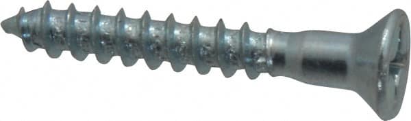 Value Collection - #12, 1-1/2" OAL, Phillips Drive, Flat Head Wood Screw - ASME B18.6.1, Zinc Plated Steel, Grade 2 - Benchmark Tooling