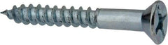 Value Collection - #12, 1-3/4" OAL, Phillips Drive, Flat Head Wood Screw - ASME B18.6.1, Zinc Plated Steel, Grade 2 - Benchmark Tooling