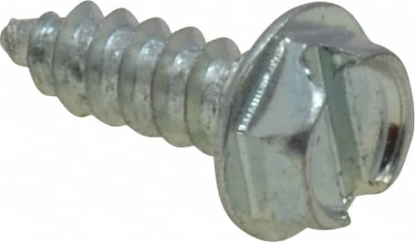 Value Collection - #8 Hex Washer Head Slotted Sheet Metal Screw - Steel, 1/2" Length Under Head, Grade 2 - Benchmark Tooling