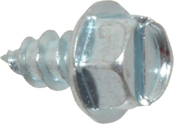 Value Collection - #14 Hex Washer Head Slotted Sheet Metal Screw - Steel, 1/2" Length Under Head, Grade 2 - Benchmark Tooling