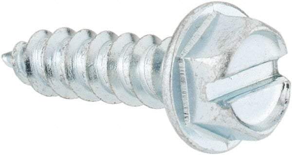 Value Collection - #14 Hex Washer Head Slotted Sheet Metal Screw - Steel, 1" Length Under Head, Grade 2 - Benchmark Tooling