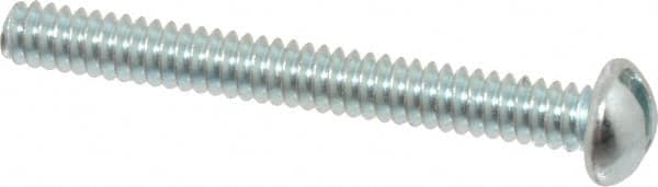 Value Collection - #6-32 UNC, 1-1/4" Length Under Head Slotted Drive Machine Screw - Round Head, Alloy Steel, Zinc-Plated Finish, Without Washer - Benchmark Tooling