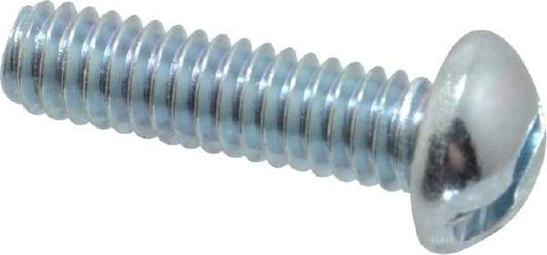 Value Collection - #8-32 UNC, 5/8" Length Under Head Slotted Drive Machine Screw - Round Head, Alloy Steel, Zinc-Plated Finish, Without Washer - Benchmark Tooling