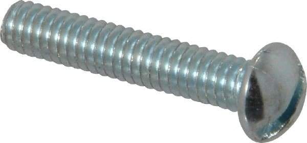 Value Collection - #8-32 UNC, 7/8" Length Under Head Slotted Drive Machine Screw - Round Head, Alloy Steel, Zinc-Plated Finish, Without Washer - Benchmark Tooling