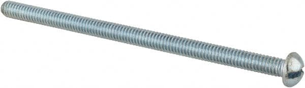 Value Collection - #8-32 UNC, 3" Length Under Head Slotted Drive Machine Screw - Round Head, Alloy Steel, Zinc-Plated Finish, Without Washer - Benchmark Tooling