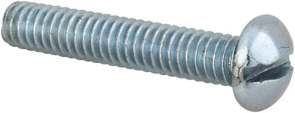 Value Collection - #12-24 UNC, 1-1/4" Length Under Head Slotted Drive Machine Screw - Round Head, Alloy Steel, Zinc-Plated Finish, Without Washer - Benchmark Tooling