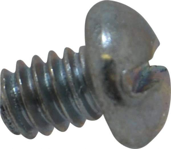 Value Collection - 1/4-20 UNC, 5/16" Length Under Head Slotted Drive Machine Screw - Round Head, Alloy Steel, Zinc-Plated Finish, Without Washer - Benchmark Tooling