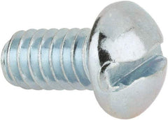 Value Collection - 1/4-20 UNC, 1/2" Length Under Head Slotted Drive Machine Screw - Round Head, Alloy Steel, Zinc-Plated Finish, Without Washer - Benchmark Tooling