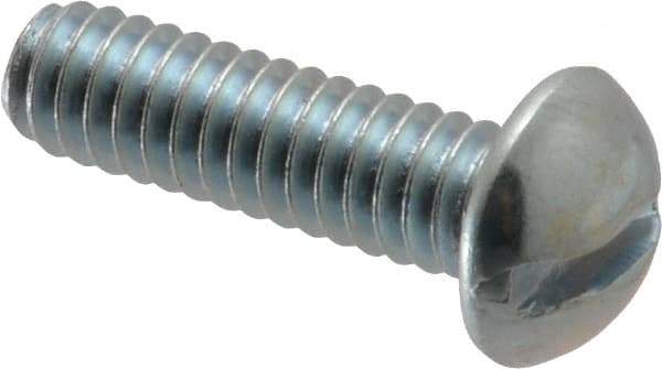 Value Collection - 1/4-20 UNC, 7/8" Length Under Head Slotted Drive Machine Screw - Round Head, Alloy Steel, Zinc-Plated Finish, Without Washer - Benchmark Tooling