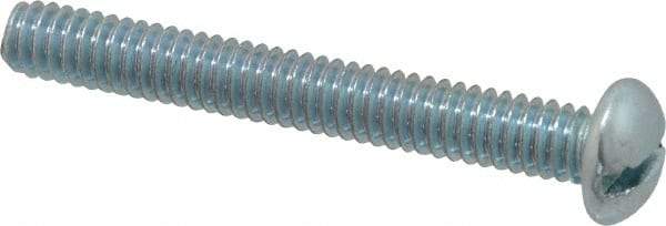 Value Collection - 1/4-20 UNC, 2" Length Under Head Slotted Drive Machine Screw - Round Head, Alloy Steel, Zinc-Plated Finish, Without Washer - Benchmark Tooling