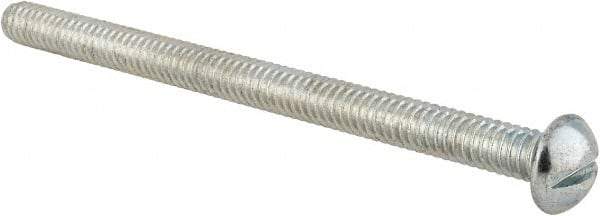 Value Collection - 1/4-20 UNC, 3-1/2" Length Under Head Slotted Drive Machine Screw - Round Head, Alloy Steel, Zinc-Plated Finish, Without Washer - Benchmark Tooling