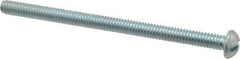 Value Collection - 1/4-20 UNC, 4" Length Under Head Slotted Drive Machine Screw - Round Head, Alloy Steel, Zinc-Plated Finish, Without Washer - Benchmark Tooling