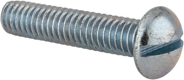 Value Collection - 5/16-18 UNC, 1-1/2" Length Under Head Slotted Drive Machine Screw - Round Head, Alloy Steel, Zinc-Plated Finish, Without Washer - Benchmark Tooling