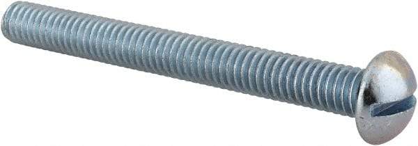 Value Collection - 5/16-18 UNC, 3" Length Under Head Slotted Drive Machine Screw - Round Head, Alloy Steel, Zinc-Plated Finish, Without Washer - Benchmark Tooling