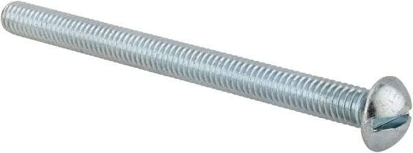 Value Collection - 5/16-18 UNC, 4" Length Under Head Slotted Drive Machine Screw - Round Head, Alloy Steel, Zinc-Plated Finish, Without Washer - Benchmark Tooling