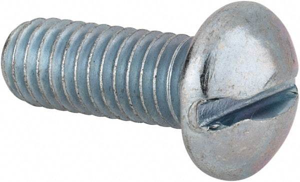 Value Collection - 3/8-16 UNC, 1" Length Under Head Slotted Drive Machine Screw - Round Head, Alloy Steel, Zinc-Plated Finish, Without Washer - Benchmark Tooling