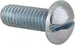 Value Collection - 3/8-16 UNC, 1" Length Under Head Slotted Drive Machine Screw - Round Head, Alloy Steel, Zinc-Plated Finish, Without Washer - Benchmark Tooling