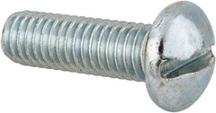 Value Collection - 3/8-16 UNC, 1-1/4" Length Under Head Slotted Drive Machine Screw - Round Head, Alloy Steel, Zinc-Plated Finish, Without Washer - Benchmark Tooling