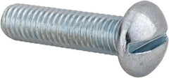 Value Collection - 3/8-16 UNC, 1-1/2" Length Under Head Slotted Drive Machine Screw - Round Head, Alloy Steel, Zinc-Plated Finish, Without Washer - Benchmark Tooling