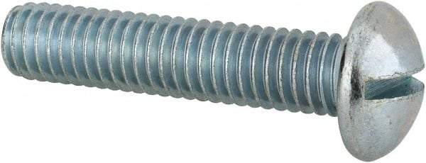 Value Collection - 3/8-16 UNC, 1-3/4" Length Under Head Slotted Drive Machine Screw - Round Head, Alloy Steel, Zinc-Plated Finish, Without Washer - Benchmark Tooling