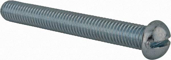 Value Collection - 1/2-13 UNC, 4" Length Under Head Slotted Drive Machine Screw - Round Head, Grade J82 Steel, Zinc-Plated Finish, Without Washer - Benchmark Tooling