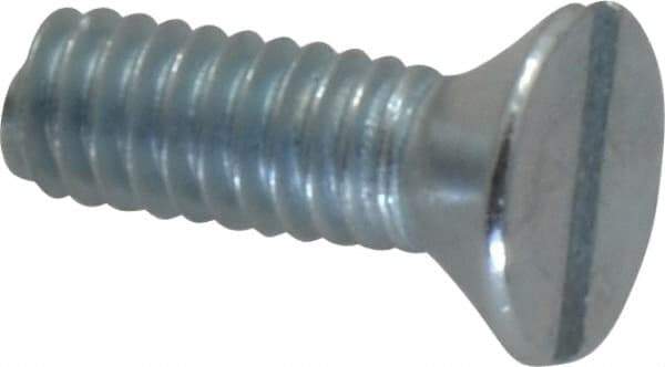Value Collection - #8-32 UNC, 1/2" OAL Slotted Drive Machine Screw - Flat Head, Grade 2 Steel, Zinc-Plated Finish, Without Washer - Benchmark Tooling