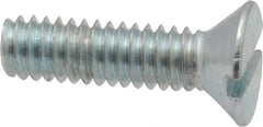 Value Collection - #8-32 UNC, 5/8" OAL Slotted Drive Machine Screw - Flat Head, Grade 2 Steel, Zinc-Plated Finish, Without Washer - Benchmark Tooling