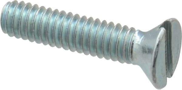 Value Collection - #8-32 UNC, 3/4" OAL Slotted Drive Machine Screw - Flat Head, Grade 2 Steel, Zinc-Plated Finish, Without Washer - Benchmark Tooling