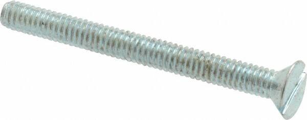 Value Collection - #8-32 UNC, 1-3/4" OAL Slotted Drive Machine Screw - Flat Head, Grade 2 Steel, Zinc-Plated Finish, Without Washer - Benchmark Tooling