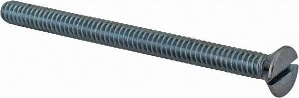 Value Collection - #10-24 UNC, 2-1/2" OAL Slotted Drive Machine Screw - Flat Head, Grade 2 Steel, Zinc-Plated Finish, Without Washer - Benchmark Tooling