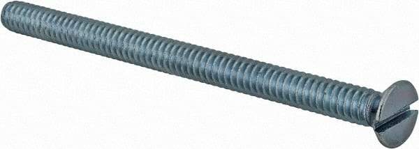 Value Collection - #10-24 UNC, 2-3/4" OAL Slotted Drive Machine Screw - Flat Head, Grade 2 Steel, Zinc-Plated Finish, Without Washer - Benchmark Tooling