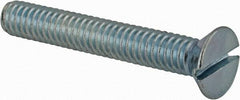 Value Collection - #12-24 UNC, 1-1/2" OAL Slotted Drive Machine Screw - Flat Head, Grade 2 Steel, Zinc-Plated Finish, Without Washer - Benchmark Tooling