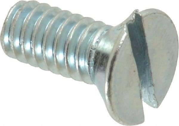Value Collection - 1/4-20 UNC, 5/8" OAL Slotted Drive Machine Screw - Flat Head, Grade 2 Steel, Zinc-Plated Finish, Without Washer - Benchmark Tooling